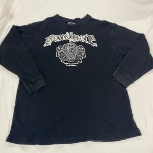 Southpole youth XL Black Waffle Knit Thermal Long Sleeve Gothic Graphic Shirt